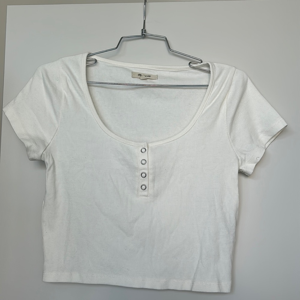 Madewell cropped scoop neck button tank